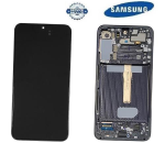 TOUCH SCREEN SCHERMO ORIGINALE SERVICE PACK PER SAMSUNG GALAXY S22 PLUS S906B NERO CON FRAME VETRO LCD DISPLAY GH82-27500A GH82-27501A 