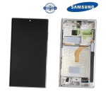 TOUCH SCREEN SCHERMO ORIGINALE SERVICE PACK PER SAMSUNG GALAXY S22 ULTRA S908B BIANCO PHANTOM WHITE CON FRAME VETRO LCD DISPLAY GH82-27488C / GH82-27489C