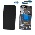 TOUCH SCREEN SCHERMO ORIGINALE SERVICE PACK PER SAMSUNG GALAXY S22 S901B NERO BLACK CON FRAME VETRO LCD DISPLAY GH82-27520A / GH82-27521A