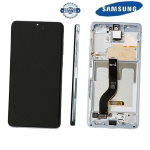 TOUCH SCREEN SCHERMO ORIGINALE SERVICE PACK PER SAMSUNG GALAXY S20 PLUS G985F G986B CLOUD BLUE BLU VETRO LCD DISPLAY CON FRAME GH82-31441D GH82-31442D GH82-31445D