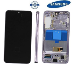 TOUCH SCREEN SCHERMO ORIGINALE SERVICE PACK PER SAMSUNG GALAXY S22 S901B BORA PURPLE / VIOLA CON FRAME VETRO LCD DISPLAY GH82-27520G GH82-27521G