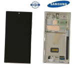 TOUCH SCREEN SCHERMO ORIGINALE SERVICE PACK PER SAMSUNG GALAXY S23 ULTRA 5G S918B CREMA / CREAM BEIGE CON FRAME VETRO LCD DISPLAY GH82-30465B GH82-30466B