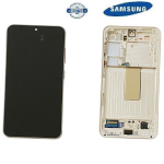 TOUCH SCREEN SCHERMO ORIGINALE SERVICE PACK PER SAMSUNG GALAXY S23 5G S911B CREMA / CREAM BEIGE CON FRAME VETRO LCD DISPLAY GH82-30480B GH82-30481B GH82-31001B