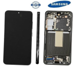 TOUCH SCREEN SCHERMO ORIGINALE SERVICE PACK PER SAMSUNG GALAXY S23 5G S911B NERO / PHANTOM BLACK CON FRAME VETRO LCD DISPLAY GH82-30480A GH82-30481A GH82-31001A