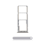 CARRELLO PORTA LETTORE DUAL SIM MICRO SD CARD READER PER SAMSUNG A50 A505F WHITE SILVER BIANCO ARGENTO