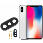 VETRINO VETRO LENTE FOTOCAMERA PER IPHONE XS / XS MAX CON CORNICE BIANCO SILVER